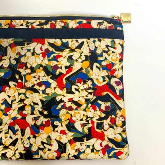 Neiman Marcus | Artsy Canvas Pouch | Carolina Herrera Design Zipper Envelope Bag - Picture 2 of 8